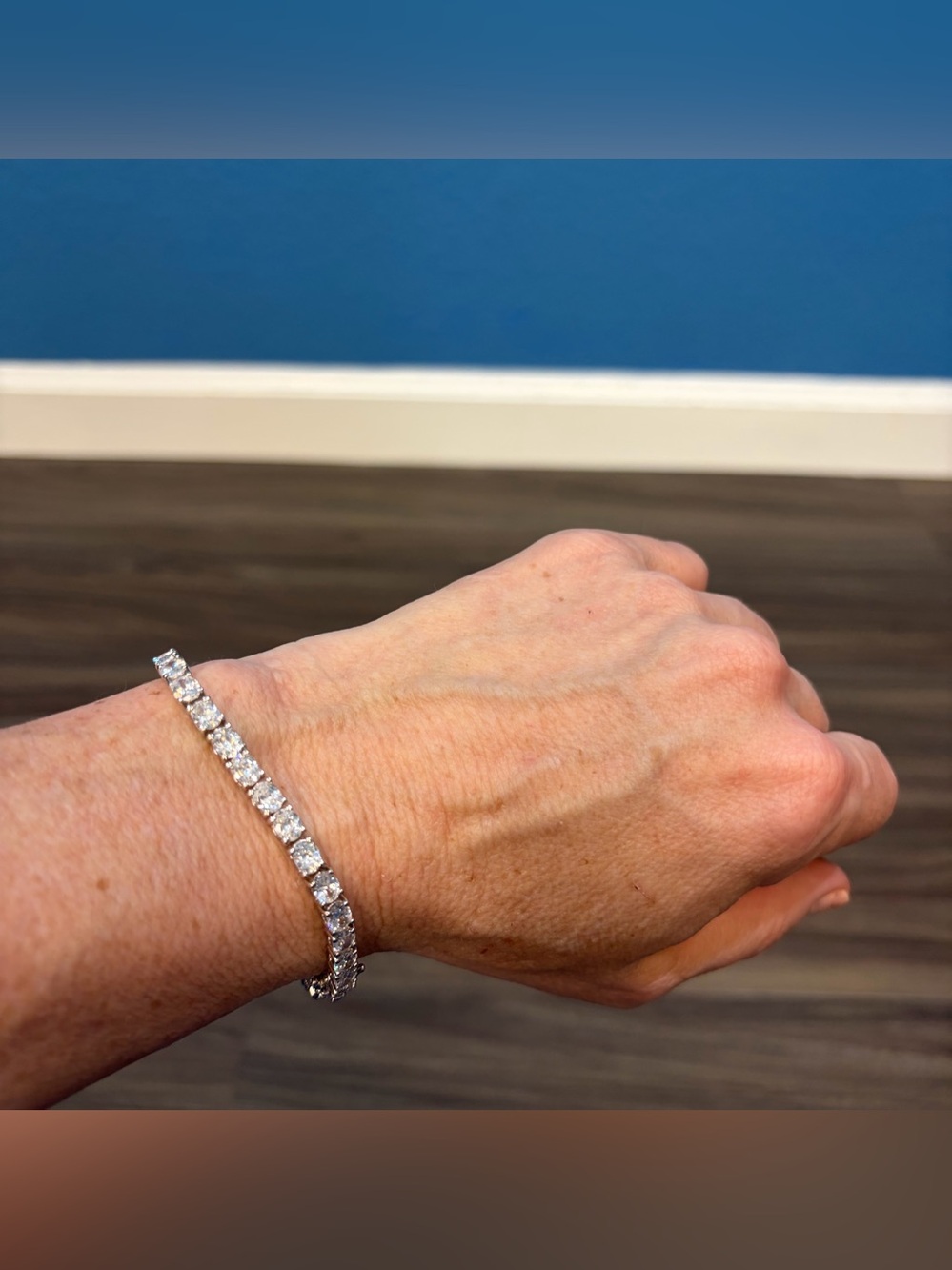 Vintage Marked 925 Sterling Silver CZ Clear Rhinestone Tennis Bracelet 7"